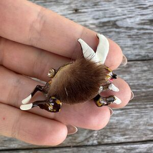 Vintage Jewelry Fur Animal Brooch Pin Jack Rabbit